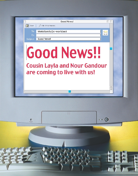 illustration of a message of good news on a computer screen