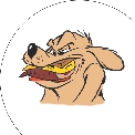 illustration of cartoon dog biting a sandwich