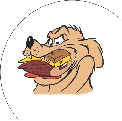 illustration of cartoon dog eating a sandwich