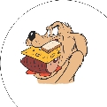 illustration of cartoon dog with the sandwich in its mouth