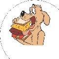 illustration of cartoon dog eating the sandwich