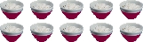 illustration of ten bowls of rice with one hundred grains each (one thousand)