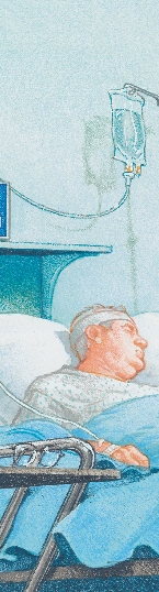 illustration of Mr. Potter in a hospital bed