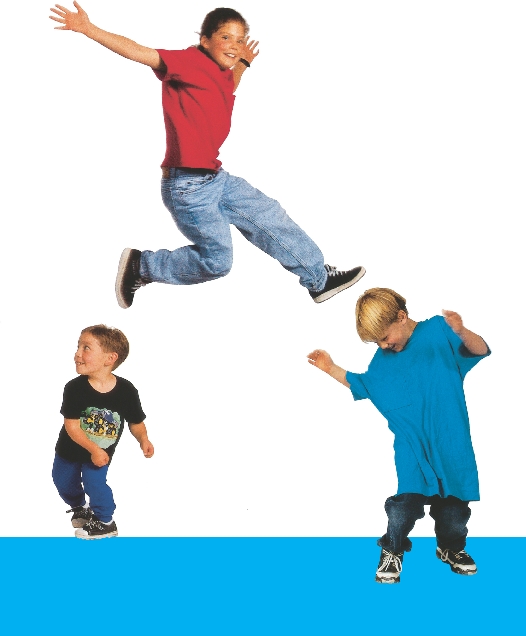 illustration of three boys of different ages dancing