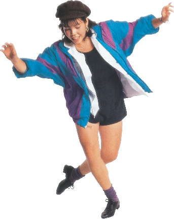 photograph of a teenage girl tap dancing