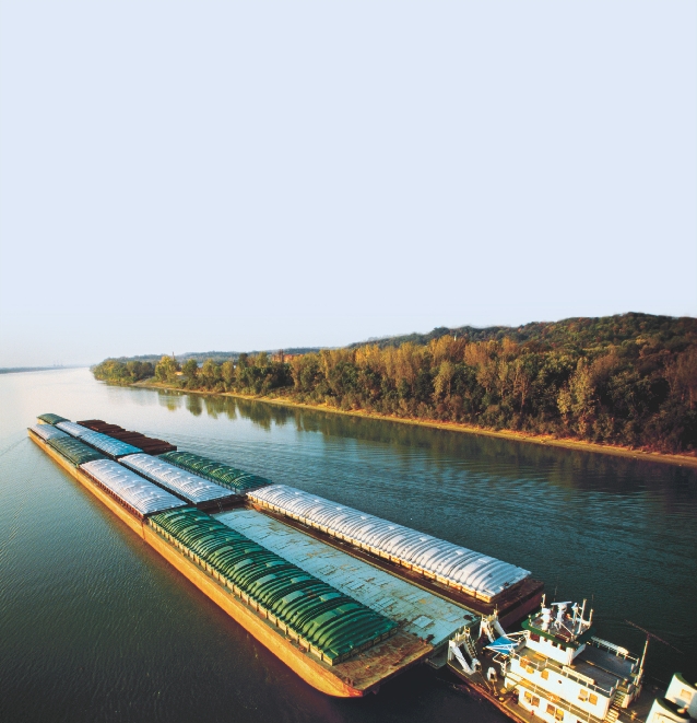 This barge moves goods.