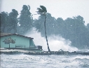 A hurricane hits the coast of Florida.