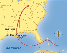 Interpret the Map How many states did Hurricane Katrina pass through?