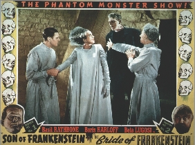 This movie poster is for two movies: Son of Frankenstein and The Bride of Frankenstein.