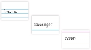 Illustration of three index cards with one word written on each card