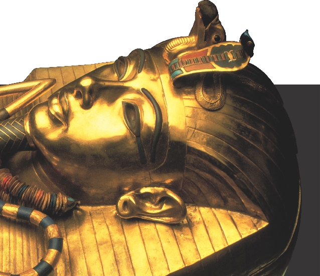 King Tut was a teenager when he died. This is a detail, or part, of the coffin in which his body was placed.