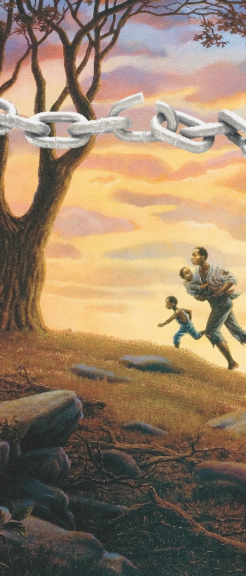 Illustration of slaves running away from a plantation