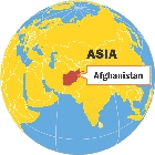 Illustration of the globe with a label showing Afghanistan's location