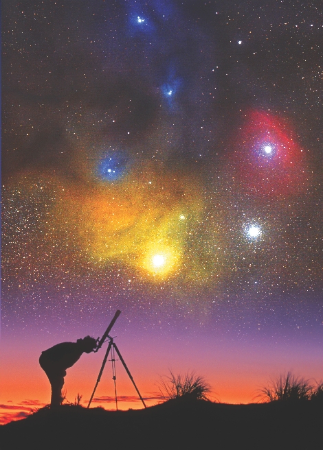 An astronomer looks at a cloud of gas and dust called the Rho Ophiuchus.