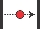 a red dot between two vertical lines with an arrow going from left to right