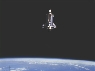 Photograph of a spaceship in orbit around Earth