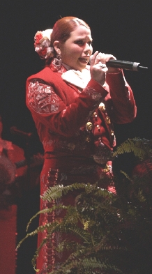 A member of the all-female group Mariachi Altenas performs in Little Rock, Arkansas.