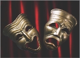 These masks, which represent tragedy and comedy, come from ancient Greek theater.